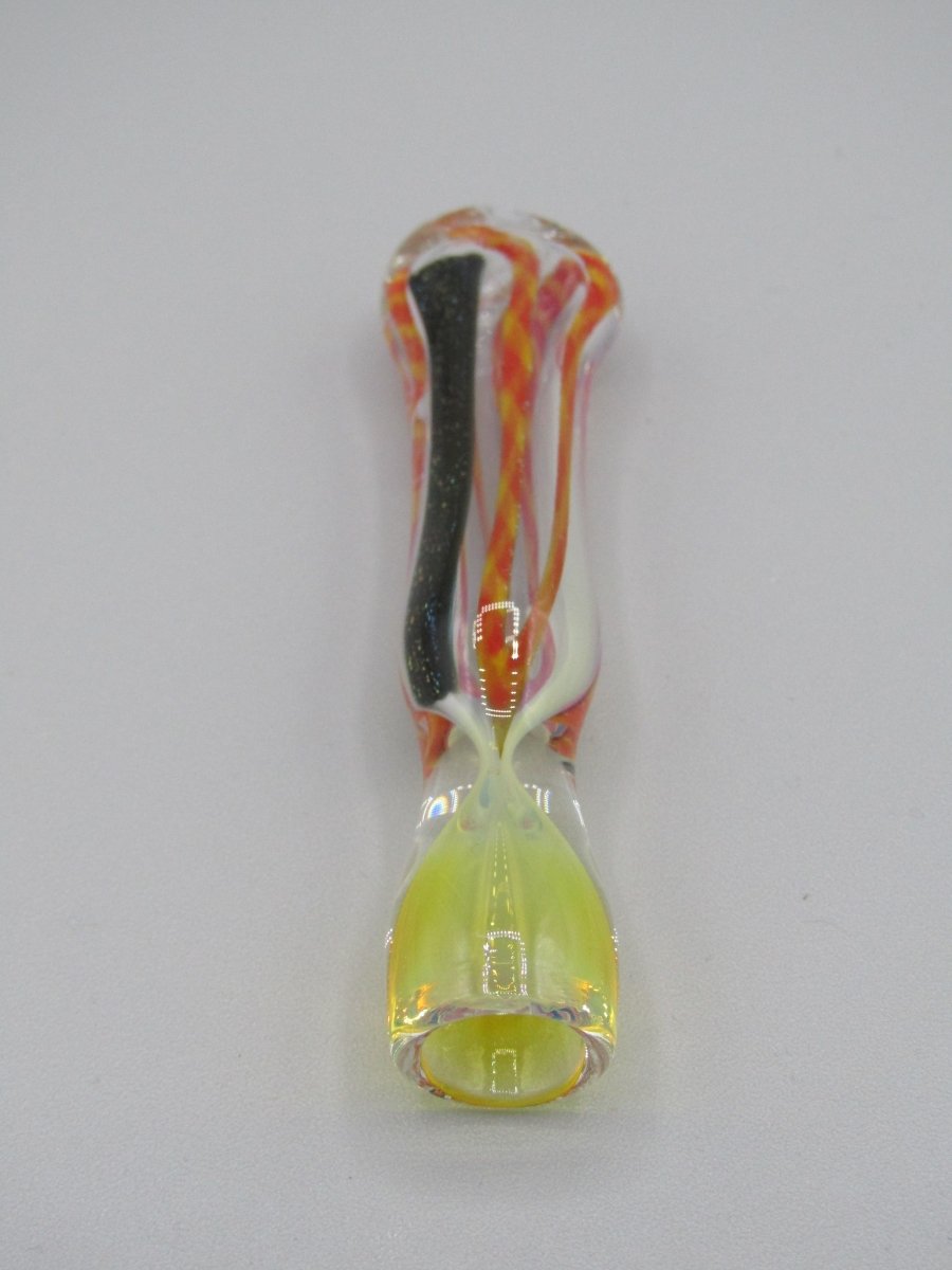 Top view 3" Dichro Chillum yellow/orange/black color.