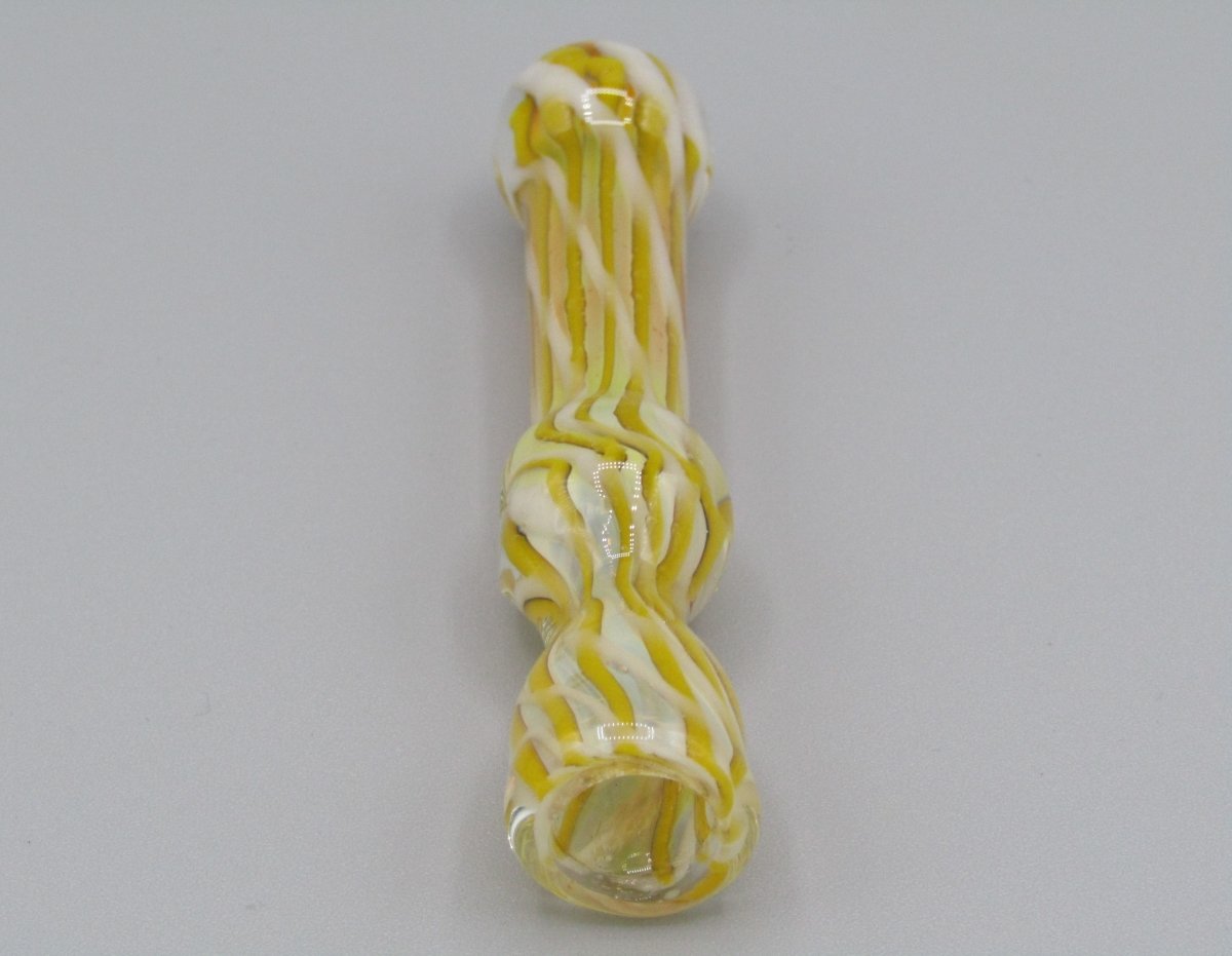 Top side view 5.5" chillum w/ fumed ribbons yellow/white color.