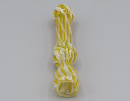 Top side view 5.5" chillum w/ fumed ribbons yellow/white color.