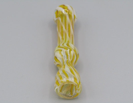 Top side view 5.5" chillum w/ fumed ribbons yellow/white color.