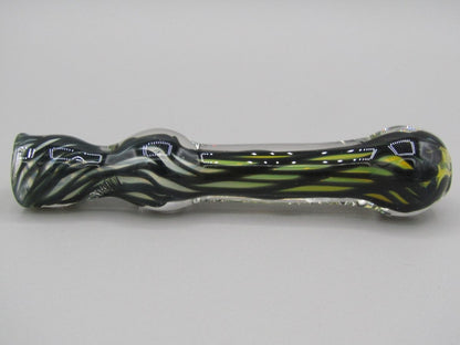 Left side view 5.5" chillum w/ fumed ribbons yellow/white/black/green color.