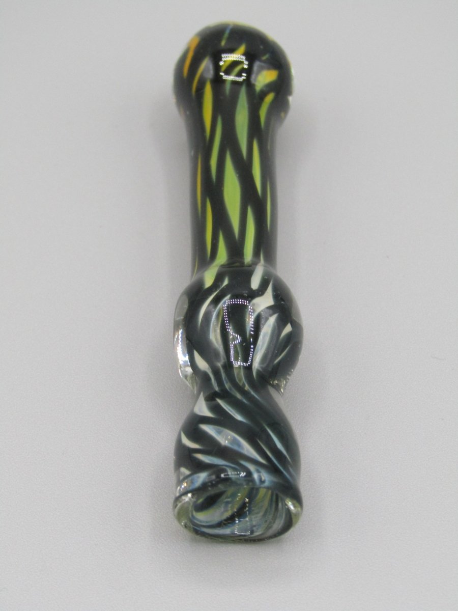 Top view 5.5" chillum w/ fumed ribbons yellow/white/black/green color.