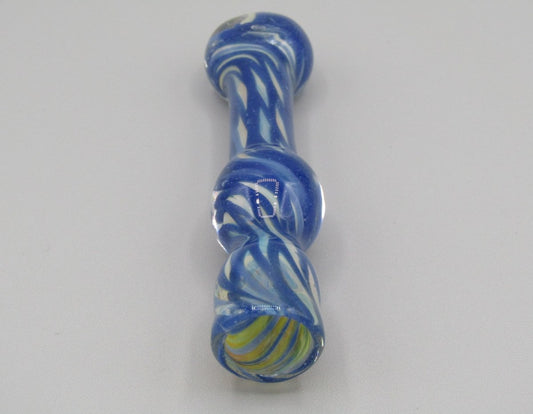 Top view 5.5" chillum w/ fumed ribbons blue/white color.