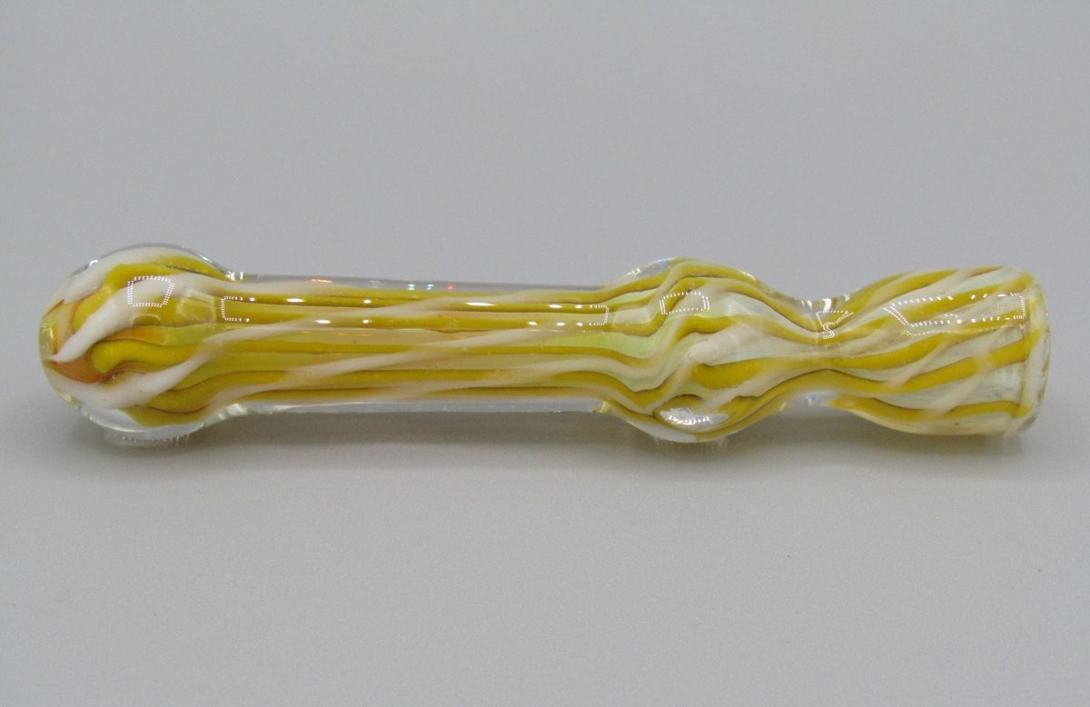 Right side view 5.5" chillum w/ fumed ribbons yellow/white color.