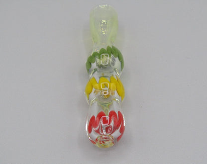 POV 3" chillum w/ red/yellow/green color accents.