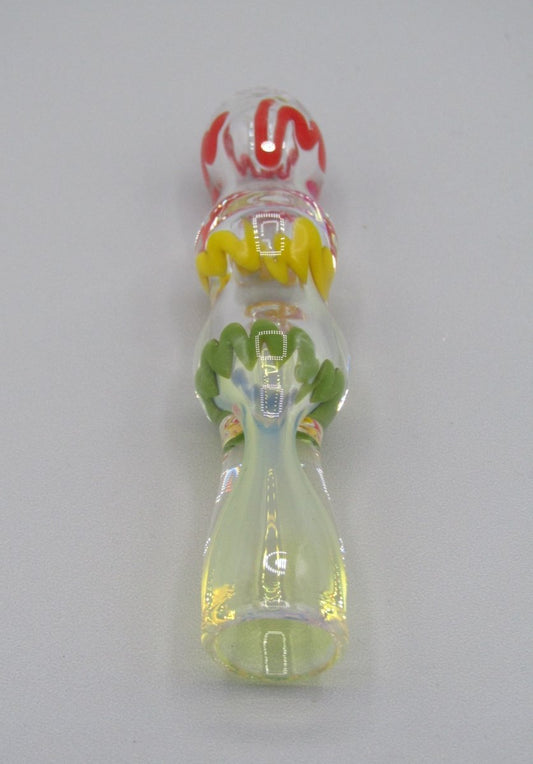 Top view 3" chillum w/ red/yellow/green color accents.