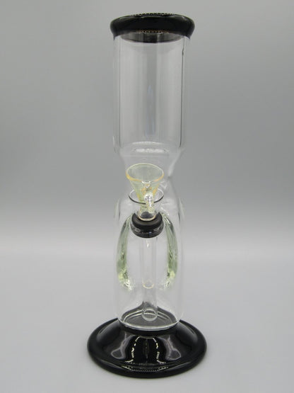 Front view 9" hooked Z neck water pipe with ice catcher and black color accents.