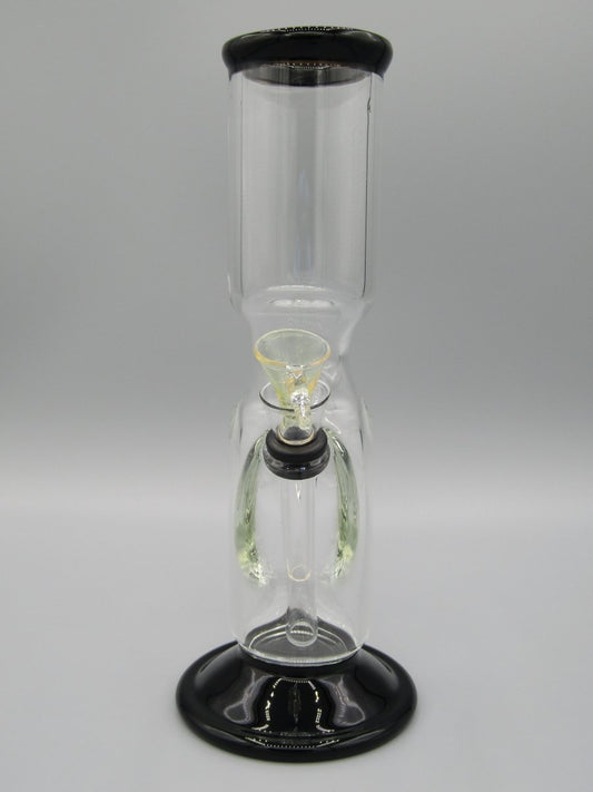 Front view 9" hooked Z neck water pipe with ice catcher and black color accents.